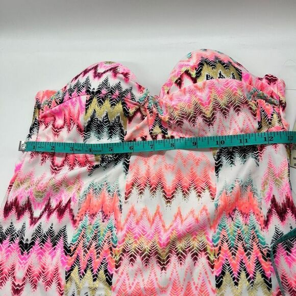 Arizona Jean Company Tankini Swimsuit Top Size Medium Bright Pink Black White - Picture 12 of 16